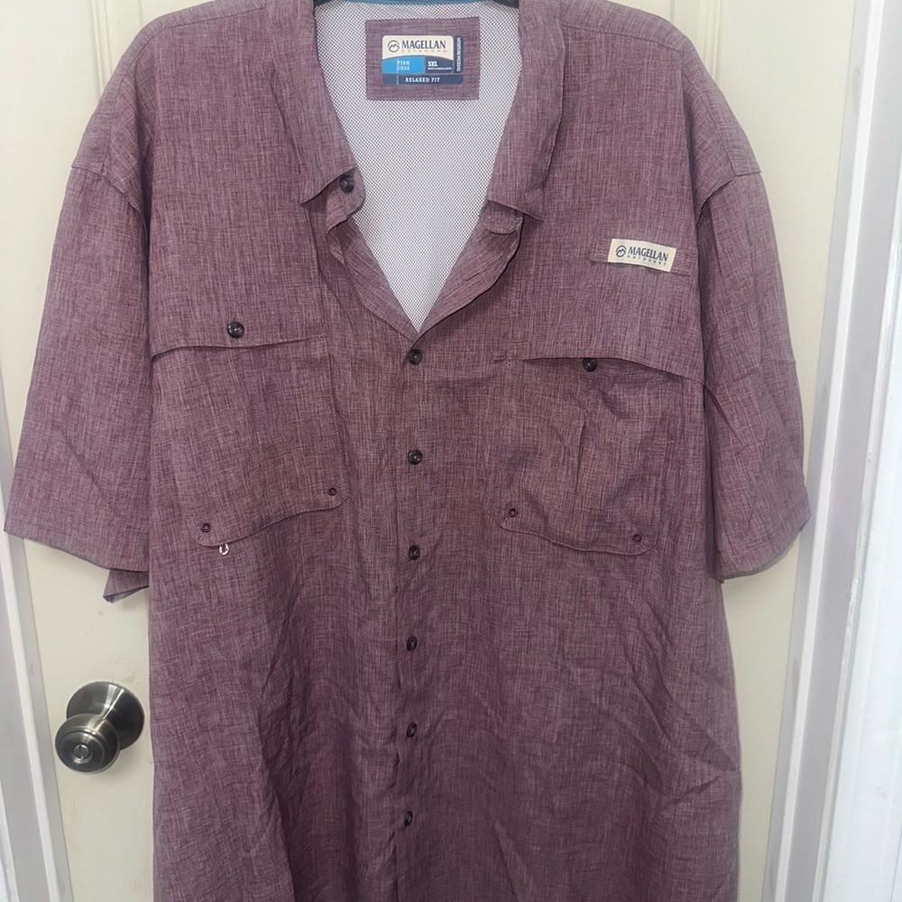 Magellan Outdoors Men's Button Down Shirt in Burgundy